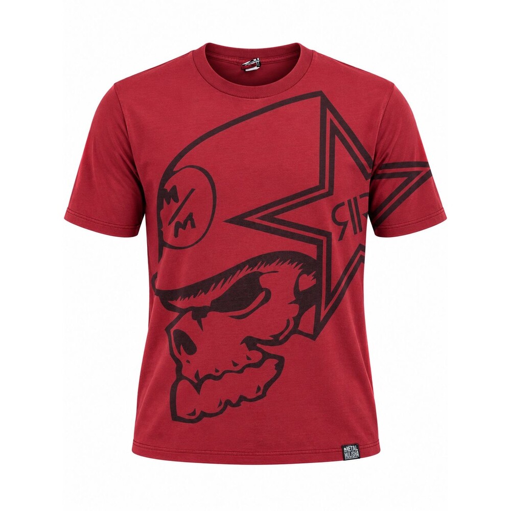 Metal Mulisha Mens T Shirt Red Skull Star Graphic Distressed Y2K Moto Punk Small